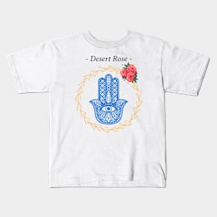 Desert Rose Arab Middle eastern Girl Hamsa Evil Eye Kids T-Shirt